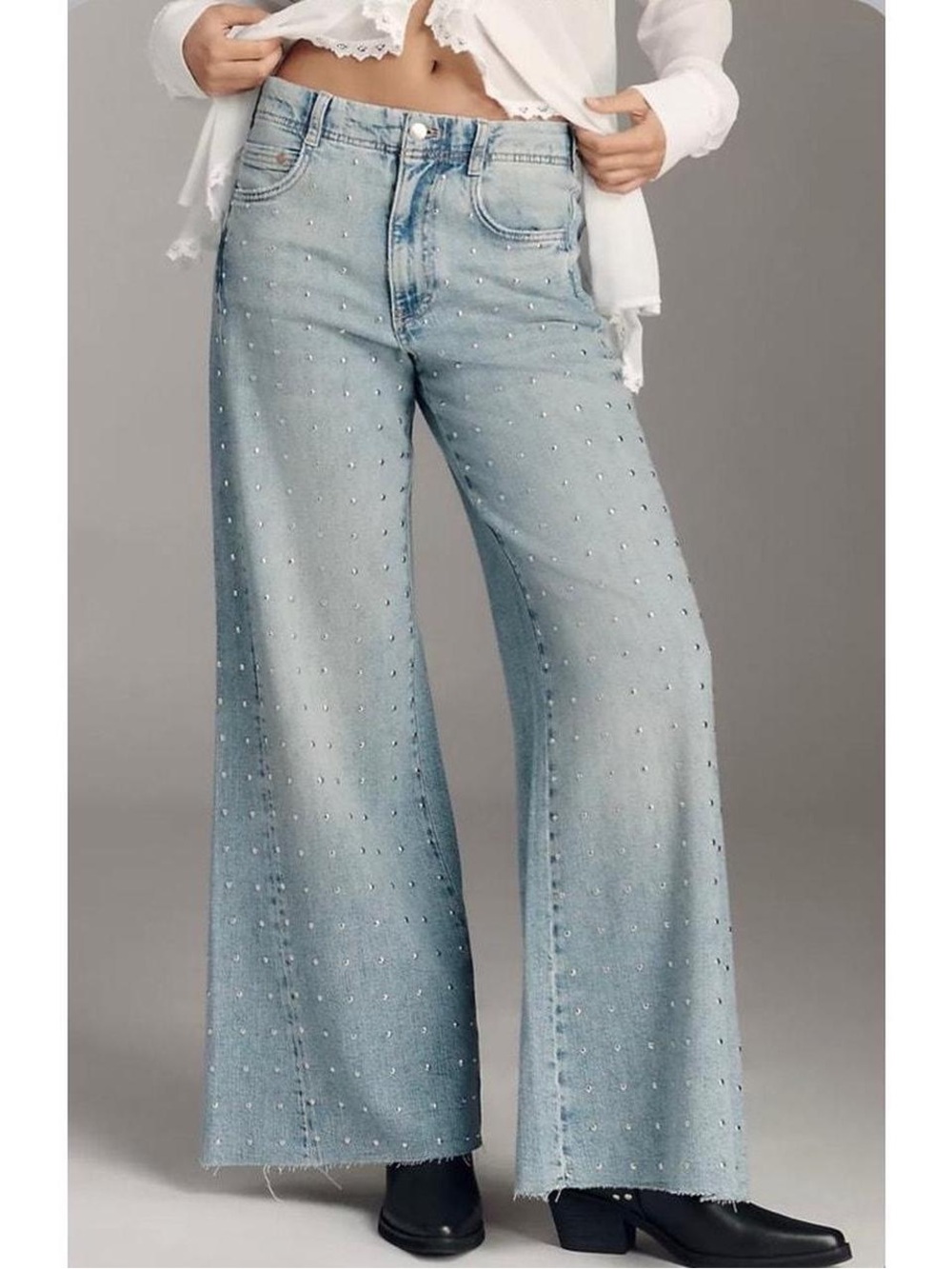 Adi Mid-Rise Studded Flare Jean by Pilcro